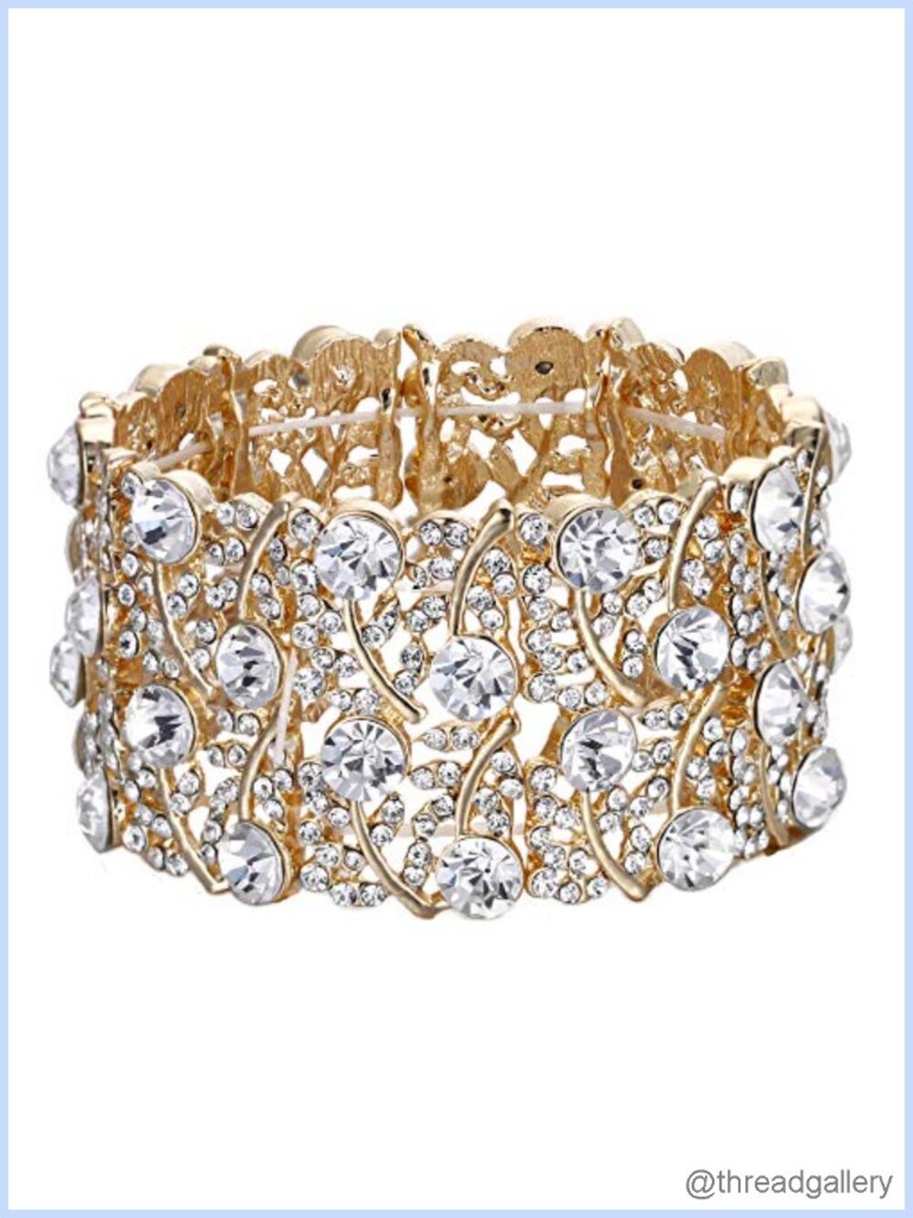 Crystal Cluster Tennis Stretch Bracelet - Austrian Crystal, Zinc Alloy,